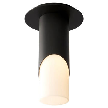 Oxygen Lighting Ellipse 3" LED Flush Mount Cylinder - 3000K - 120-277V - Black / White Opal Glass