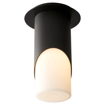 Oxygen Lighting Ellipse 3.5" LED Flush Mount Cylinder - 3000K - 120-277V - Black / White Opal Glass