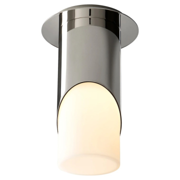Oxygen Lighting Ellipse 3.5" LED Flush Mount Cylinder - 3000K - 120-277V - Polished Nickel / White Opal Glass