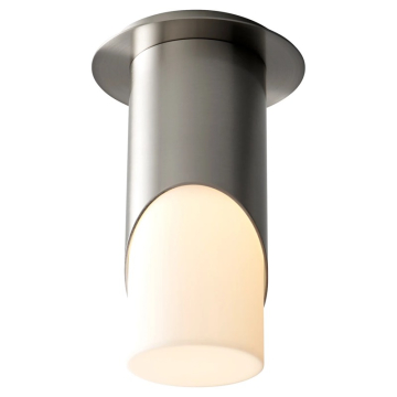 Oxygen Lighting Ellipse 3.5" LED Flush Mount Cylinder - 3000K - 120-277V - Satin Nickel / Matte White Acrylic