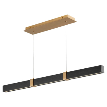 Oxygen Lighting Decca 48" LED Linear Pendant - 3000K - 120V - Aged Brass / Black Oak