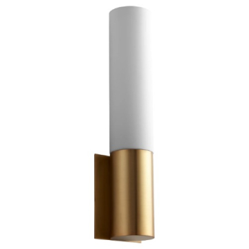 Oxygen Lighting Magnum LED Wall Sconce - 3000K - 120-277V - Matte White Acrylic / Aged Brass