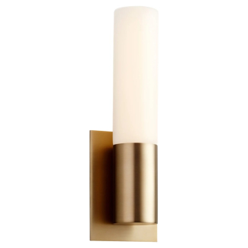 Oxygen Lighting Magneta LED Wall Sconce - 3000K - 120-277V - Matte White Acrylic / Aged Brass