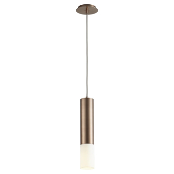 Oxygen Lighting Opus LED Pendant - 3000K - 120-277V - Matte White Acrylic / Satin Copper
