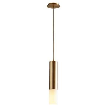 Oxygen Lighting Opus LED Pendant - 3000K - 120-277V - Matte White Acrylic / Aged Brass