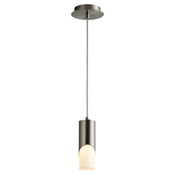 Oxygen Lighting Ellipse 9" LED Pendant - 3000K - 120-277V - Satin Nickel / White Opal Glass