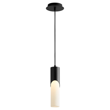 Oxygen Lighting Ellipse 13" LED Pendant - 3000K - 120-277V - Black / White Opal Glass