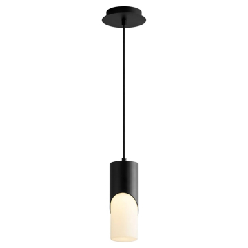 Oxygen Lighting Ellipse 11" LED Pendant - 3000K - 120-277V - Black / White Opal Glass