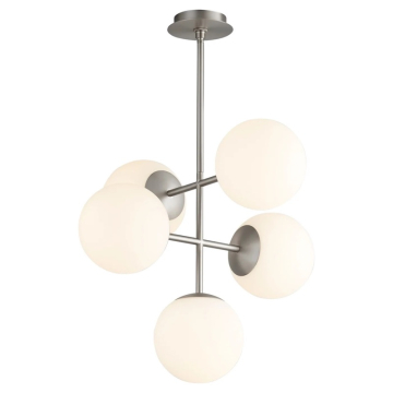 Oxygen Lighting Nebula 8" 5-Light LED Chandelier - 3000K - 120V - Satin Nickel
