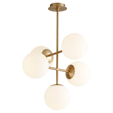 Oxygen Lighting Nebula 8" 5-Light LED Chandelier - 3000K - 120V - Aged Brass