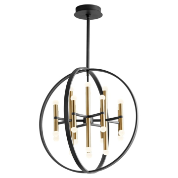 Oxygen Lighting Nero 24" LED Chandelier - 3000K - 120V - Black / Aged Brass