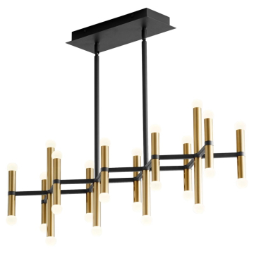 Oxygen Lighting Nero LED Linear Island Chandelier - 3000K - 120V - Black / Aged Brass