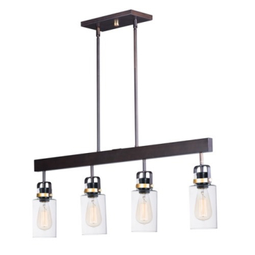 Maxim Lighting Magnolia 4-Light Linear Pendant - 120V - Bronze / Gold