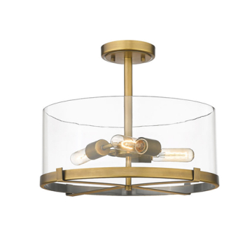 Z-Lite Callista 3-Light Semi-Flush Mount - 120V - Rubbed Brass