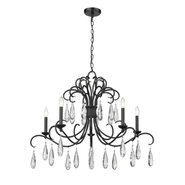 Z-Lite Amara 38" 5-Light Chandelier - 120V - Matte Black