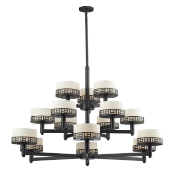 Z-Lite Elea 49" 15-Light Chandelier - 120V - Bronze / Matte Opal