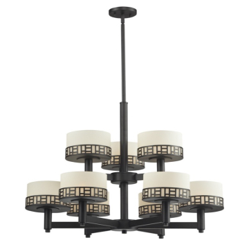 Z-Lite Elea 32" 9-Light Chandelier - 120V - Bronze / Matte Opal