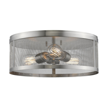 Z-Lite Meshsmith 14" 3-Light Flush Mount - 120V - Brushed Nickel