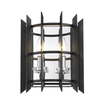 Z-Lite Haake 2-Light Wall Sconce - 120V - Chrome / Matte Black