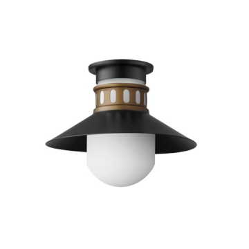 Maxim Lighting Admiralty 1-Light Outdoor Flush Mount - 120V - Black / Antique Brass