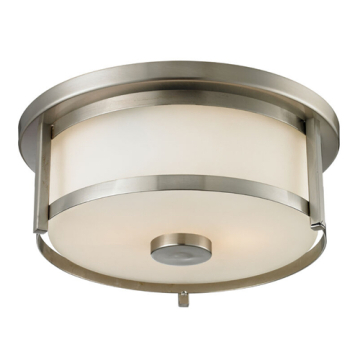 Z-Lite Savannah 11" 2-Light Flush Mount - 120V - Brushed Nickel / Matte Opal
