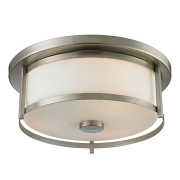 Z-Lite Savannah 14" 2-Light Flush Mount - 120V - Brushed Nickel / Matte Opal