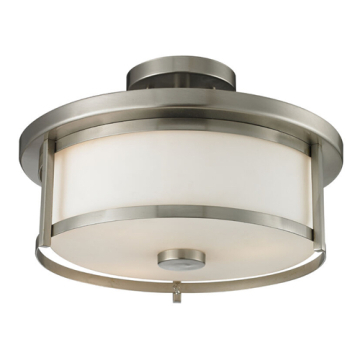 Z-Lite Savannah 14" 2-Light Semi-Flush Mount - 120V - Brushed Nickel / Matte Opal