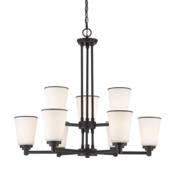 Z-Lite Jarra 30" 9-Light Chandelier - 120V - Bronze / Matte Opal