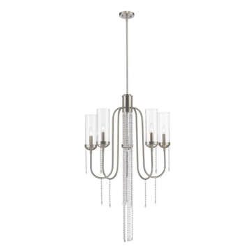 Z-Lite Siena 26" 5-Light Chandelier - 120V - Brushed Nickel / Clear
