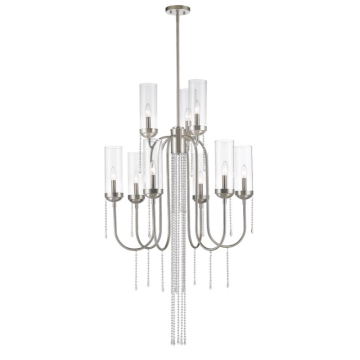 Z-Lite Siena 30" 9-Light Chandelier - 120V - Brushed Nickel / Clear