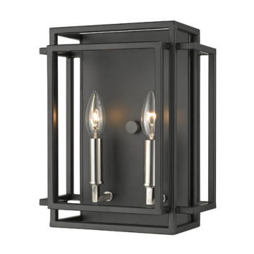 Z-Lite Titania 2-Light Wall Sconce - 120V - Black / Brushed Nickel