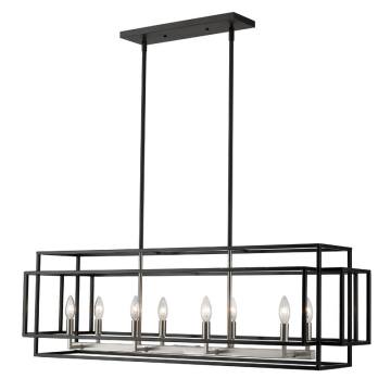 Z-Lite Titania 8-Light Linear Chandelier - 120V - Black / Brushed Nickel
