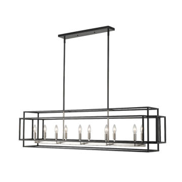 Z-Lite Titania 10-Light Linear Chandelier - 120V - Black / Brushed Nickel