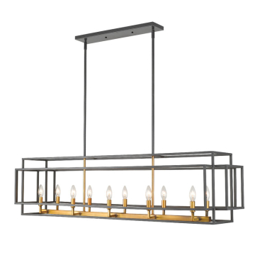 Z-Lite Titania 10-Light Linear Chandelier - 120V - Bronze / Olde Brass