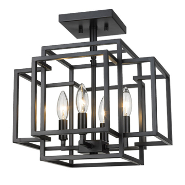 Z-Lite Titania 4-Light Semi-Flush Mount - 120V - Matte Black