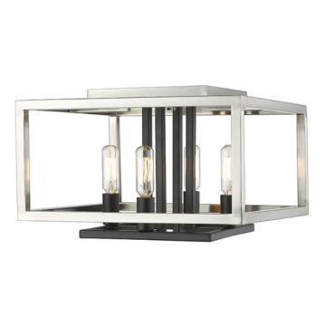 Z-Lite Quadra 4-Light Flush Mount - 120V - Brushed Nickel / Black