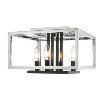 Z-Lite Quadra 4-Light Flush Mount - 120V - Chrome / Black