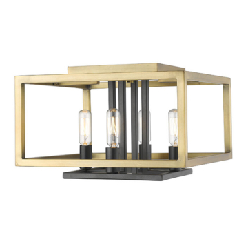 Z-Lite Quadra 4-Light Flush Mount - 120V - Olde Brass / Bronze