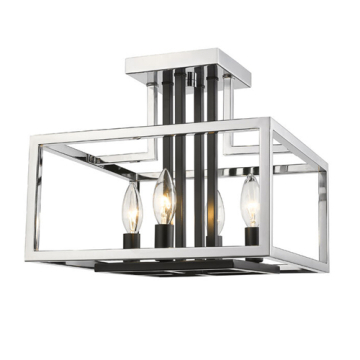Z-Lite Quadra 4-Light Semi-Flush Mount - 120V - Chrome / Black