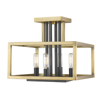 Z-Lite Quadra 4-Light Semi-Flush Mount - 120V - Olde Brass / Bronze