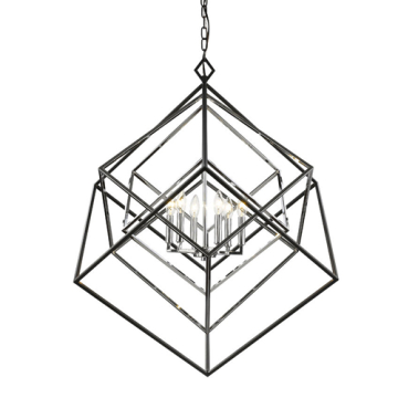 Z-Lite Euclid 6-Light Chandelier - 120V - Chrome / Matte Black