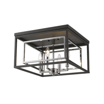 Z-Lite Euclid 4-Light Flush Mount - 120V - Chrome / Matte Black