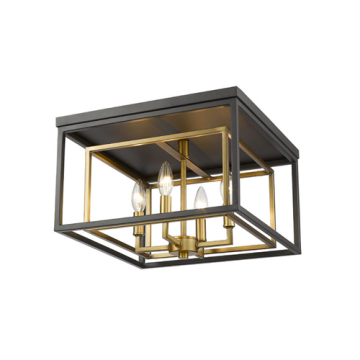 Z-Lite Euclid 4-Light Flush Mount - 120V - Olde Brass / Bronze