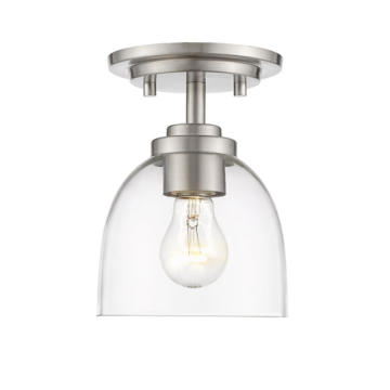 Z-Lite Ashton 1-Light Flush Mount - 120V - Brushed Nickel / Clear