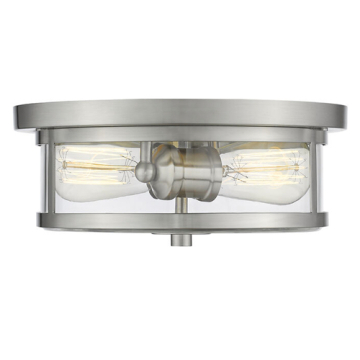 Z-Lite Savannah 11" 2-Light Flush Mount - 120V - Brushed Nickel / Clear
