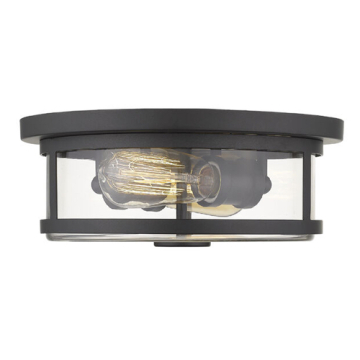 Z-Lite Savannah 11" 2-Light Flush Mount - 120V - Bronze / Clear