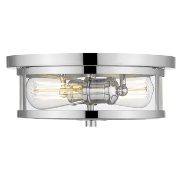 Z-Lite Savannah 11" 2-Light Flush Mount - 120V - Chrome / Clear