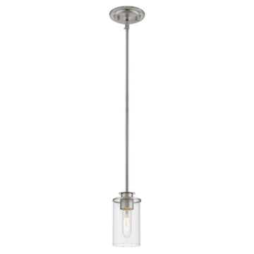 Z-Lite Savannah 1-Light Pendant - 120V - Brushed Nickel / Clear