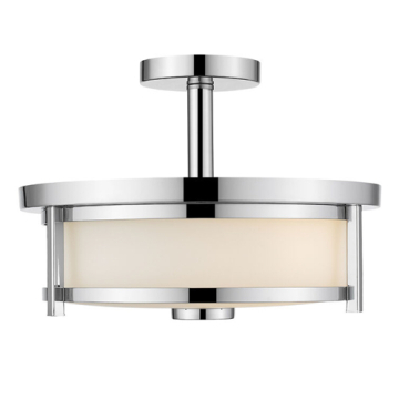 Z-Lite Savannah 14" 2-Light Semi-Flush Mount - 120V - Chrome / Matte Opal 