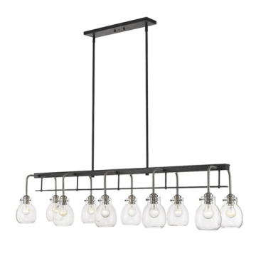 Z-Lite Kraken 10-Light Linear Chandelier - 120V - Matte Black / Brushed Nickel